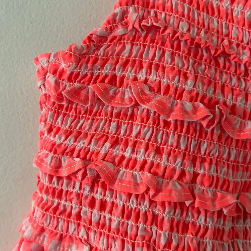 Andy & Evan Girl's Smocked Lined Check Sleeveless Sundress Medium 10 New